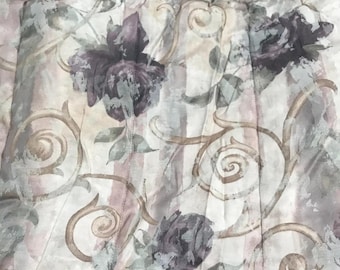One Vintage Croscill Chambord Purple Amethyst Rose Curtain Window Valances 88 x 17.7