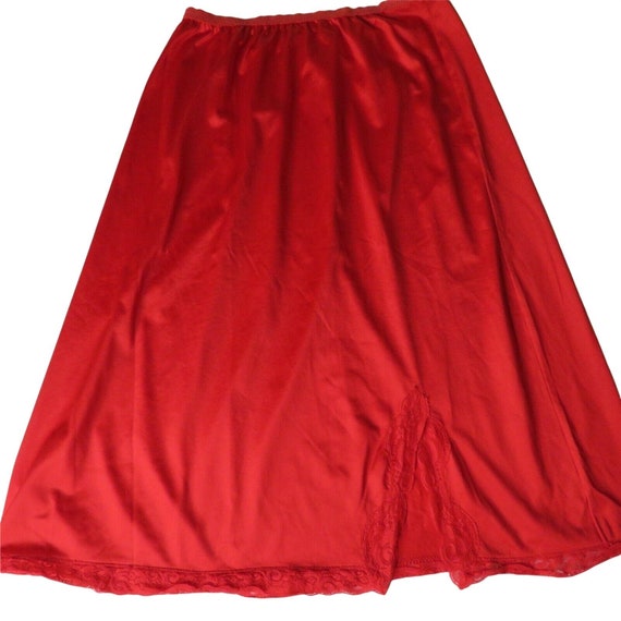 Vintage 60s Womens Satin Half Slip Red XS Nylon L… - image 1