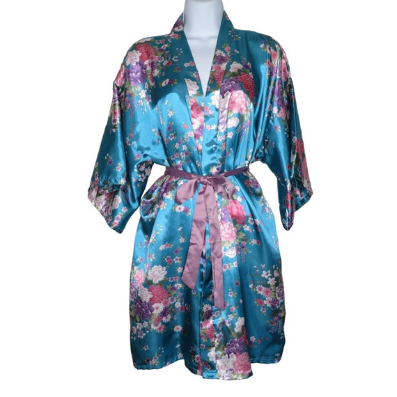 Vintage Knee Length Kimono Robe Womens OS Multico… - image 7