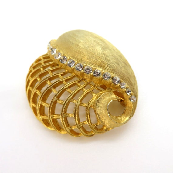 RARE Vintage 50s ULTRA Large 2" Shell Brooch Pin … - image 9