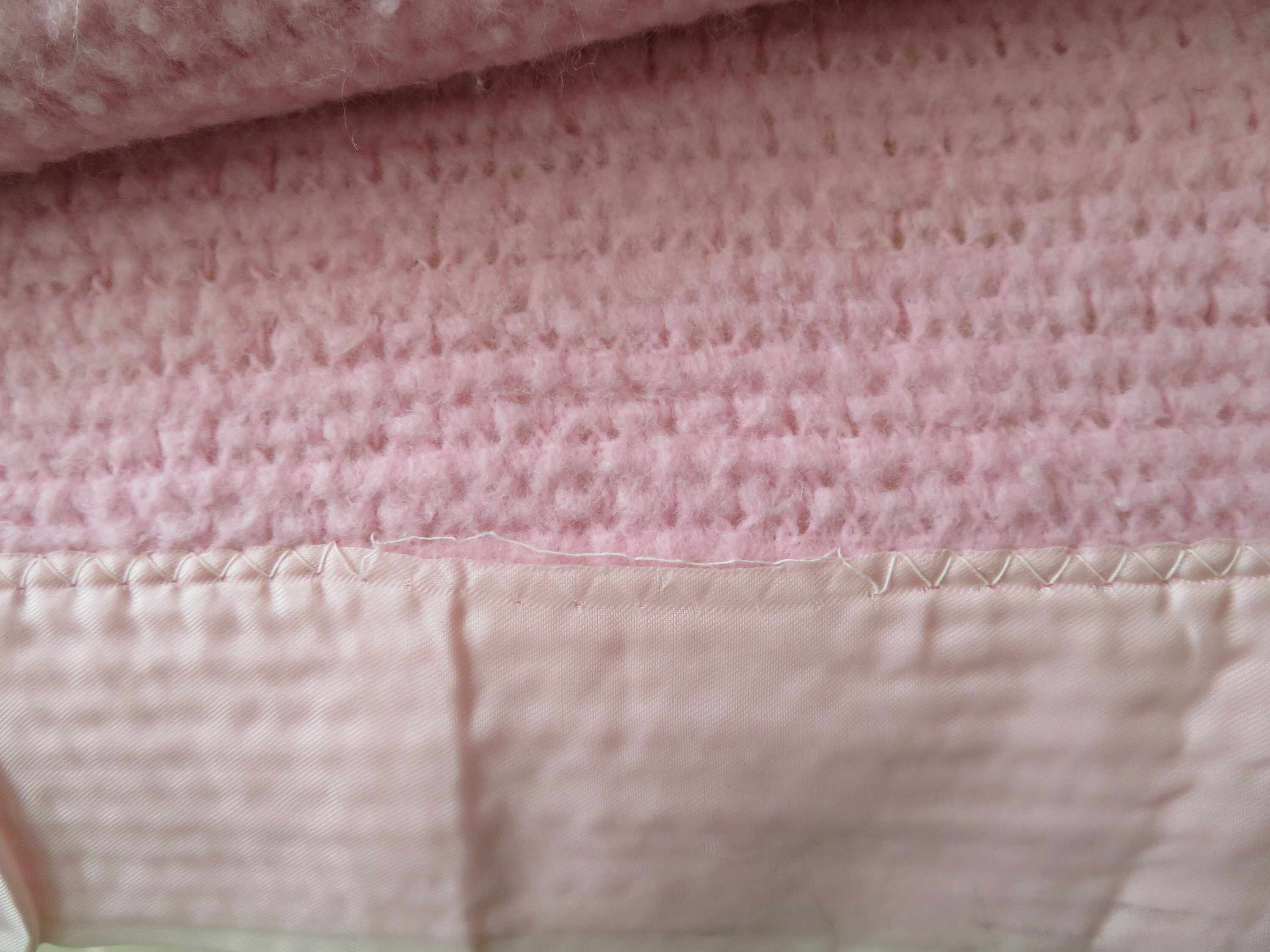 Vintage Acrylic Blanket Satin Trim Waffle Weave Pink 84 x 86 Etsy