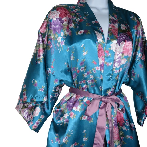 Vintage Knee Length Kimono Robe Womens OS Multico… - image 5