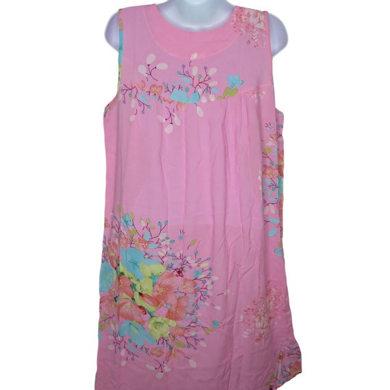 Vintage Womens New Pink Floral Shift Tank Dress M… - image 9