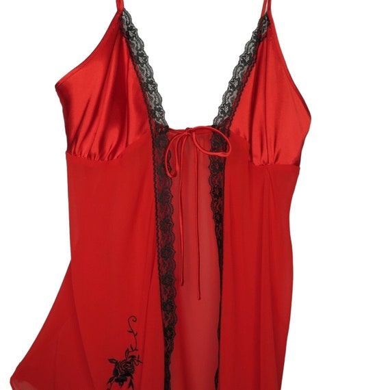 Secret Treasures Sheer Red Babydoll Nightgown L O… - image 3