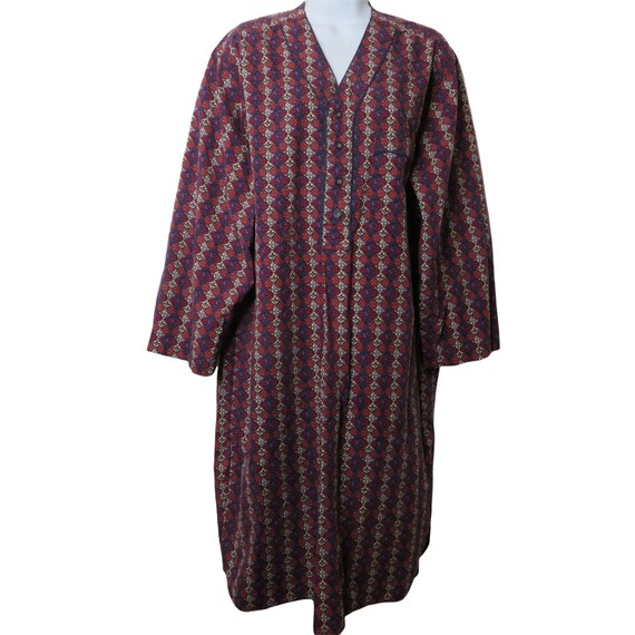 Vintage Nordstrom Night Shirt Gown M Blue Red Imp… - image 4