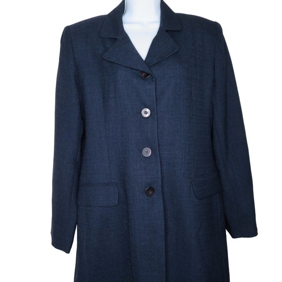 Vintage 90s Navy Blue Overcoat Trench Coat 10 Mid… - image 7
