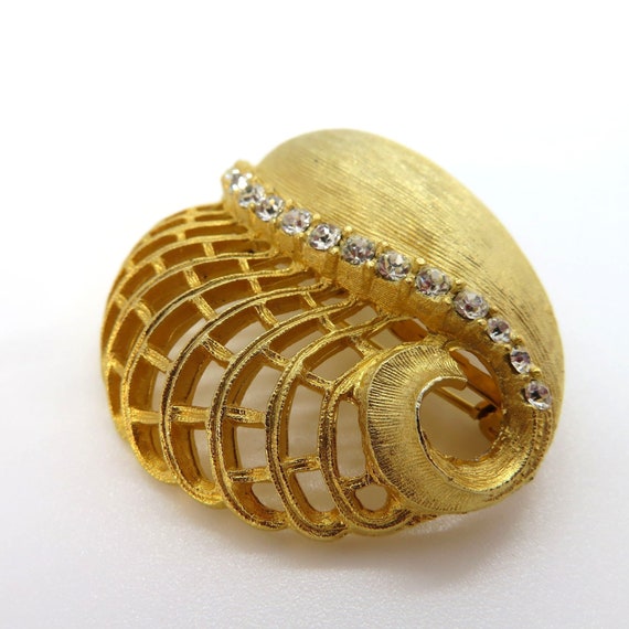 RARE Vintage 50s ULTRA Large 2" Shell Brooch Pin … - image 1