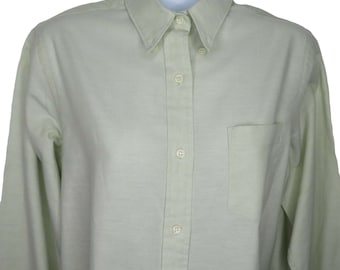 Vintage Contemporary Classic Shirt Blouse M Light Green Button-Down Long Sleeve