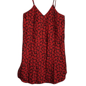 Vintage Private Luxuries Satin Chemise Slip Nightgown S Black Red Hearts