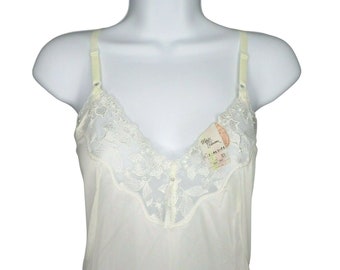 Vintage Full-Dress Slip XS White Nylon Lace Trim New Old Stock