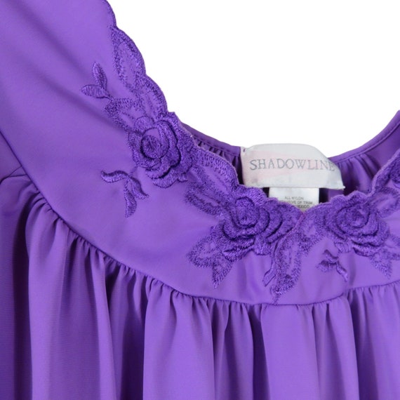 Vintage 80s ShadowLine Purple Night Gown Medium K… - image 7