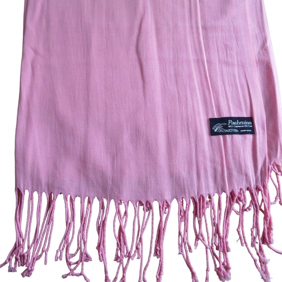 Vintage Handmade Pink Pashmina Scarf Wrap 90% Cas… - image 1