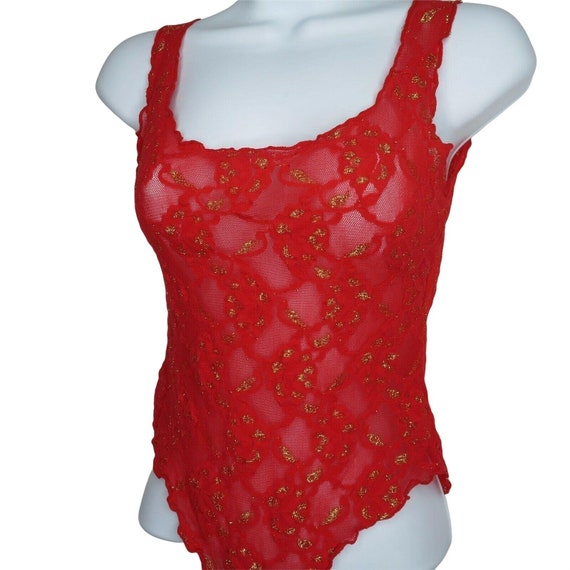 Vintage Sears Lingerie Teddy One Piece S Red Nylo… - image 4