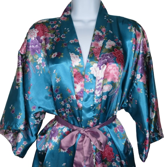 Vintage Knee Length Kimono Robe Womens OS Multico… - image 1