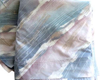 Vintage 80s Springs Queen Size Sheet Set Pastel Abstract Modern Design USA Made