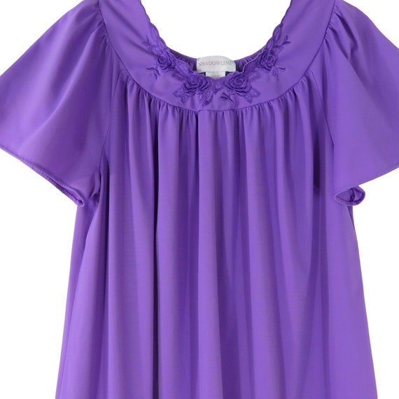 Vintage 80s ShadowLine Purple Night Gown Medium K… - image 5