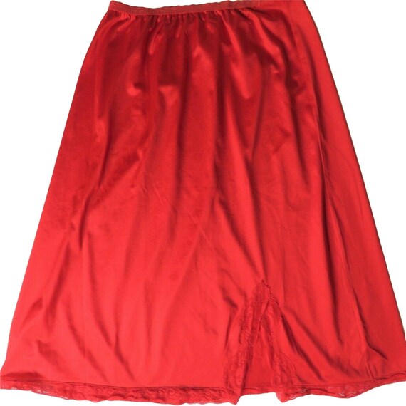 Vintage 60s Womens Satin Half Slip Red XS Nylon L… - image 2