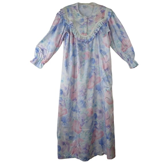 Vintage 60s Floral Nightgown Robe: Cotton Blend L… - image 3