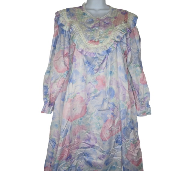 Vintage 70s Charm Long Nightgown M Floral Multico… - image 8