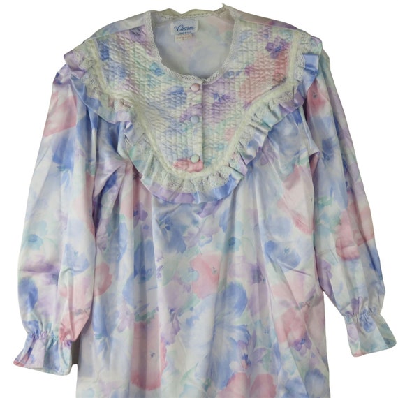 Vintage 60s Floral Nightgown Robe: Cotton Blend L… - image 4