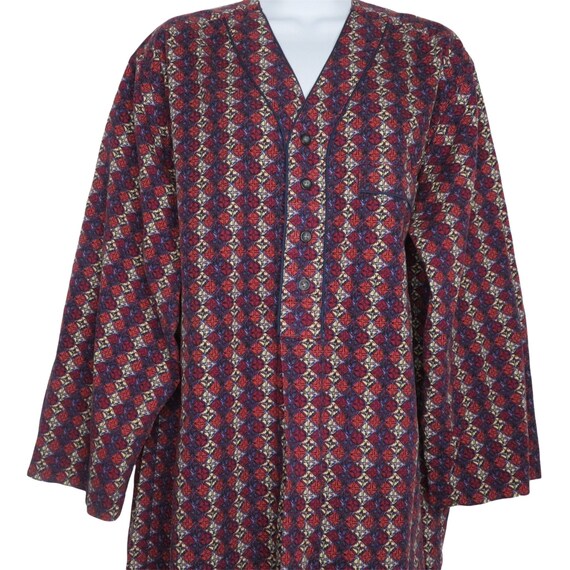 Vintage Nordstrom Night Shirt Gown M Blue Red Imp… - image 1