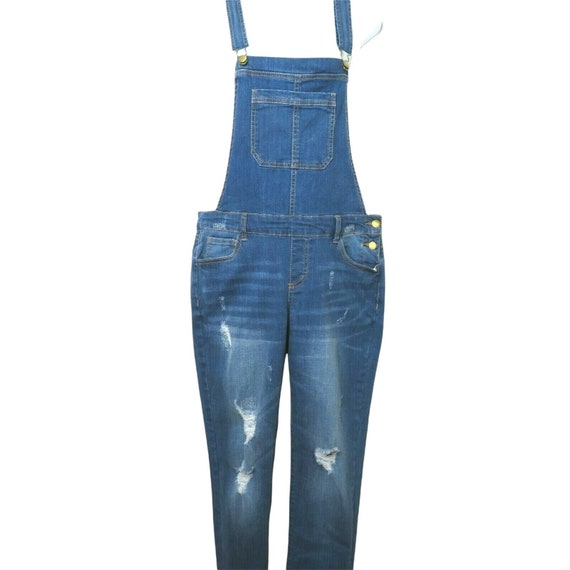 Vintage Wax Jeans Carpenter Overalls M Dark Wash Distressed Denim