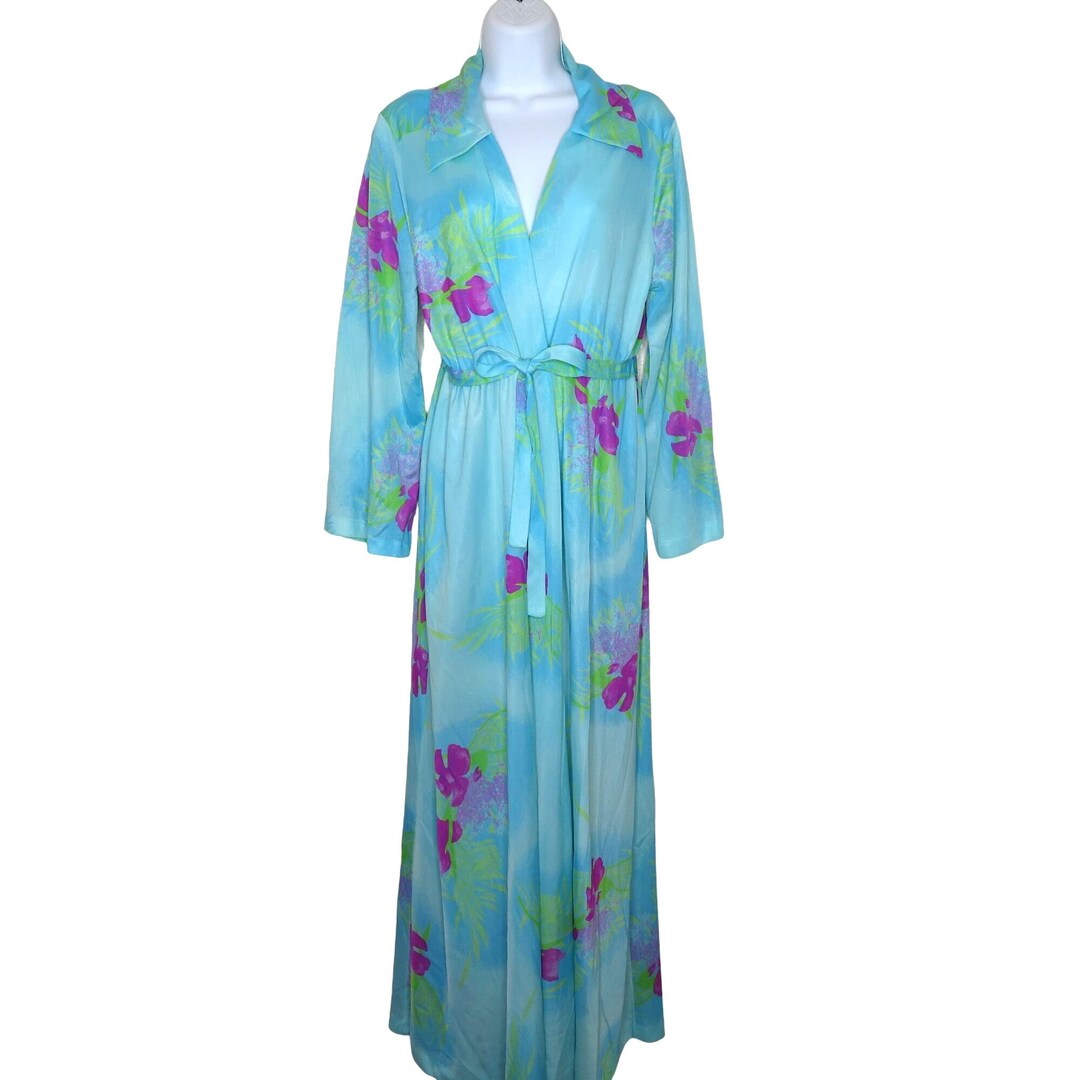 Vintage 60s Floral Nylon Housedress Robe - Made in USA - Etsy