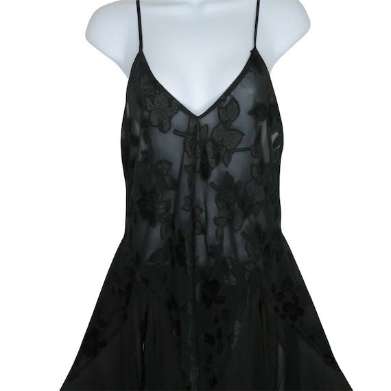 Vintage Morgan Taylor Sheer Black Slip Nightgown … - image 1