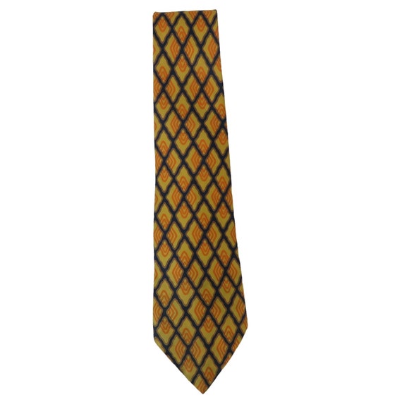 Vintage 70s Orange Blue Geometric Men's Necktie 1… - image 6