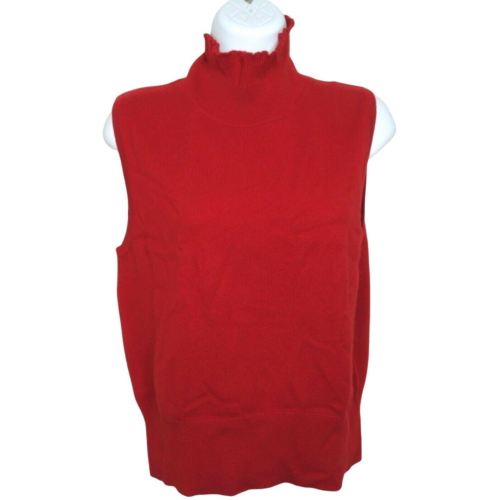 St John Red Cashmere Turtleneck Sweater 