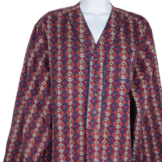 Vintage Nordstrom Night Shirt Gown M Blue Red Imp… - image 5