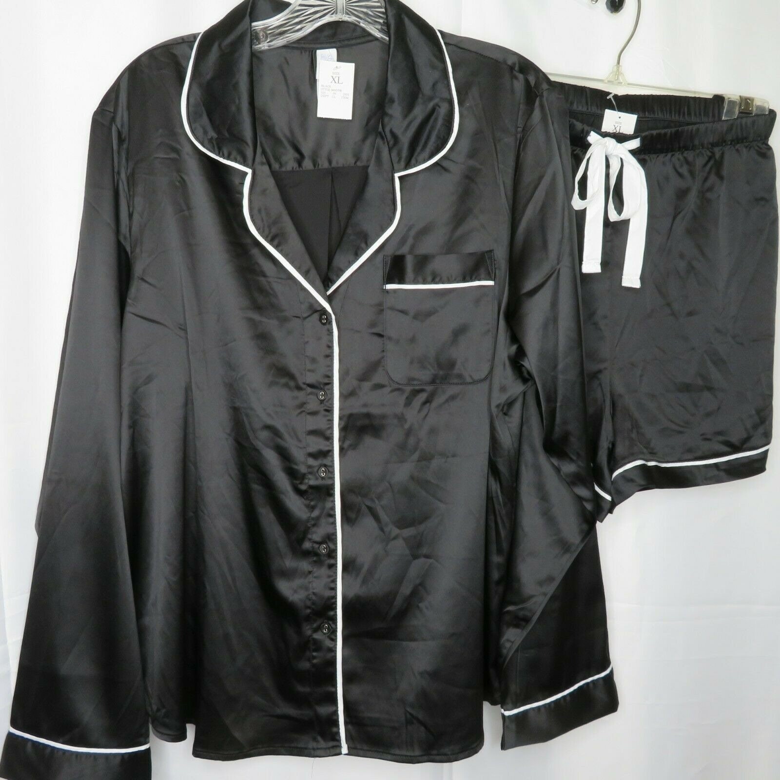 Vintage Star Above Pajamas Set XL Black Shirt Top Short Pants New Old Stock  -  Sweden