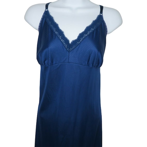 Vintage 70s Maidenform Royal Blue Full Slip Dress… - image 2