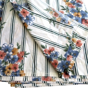 Vintage King Floral Stripe Sheet Set: Percale No-Iron USA Made