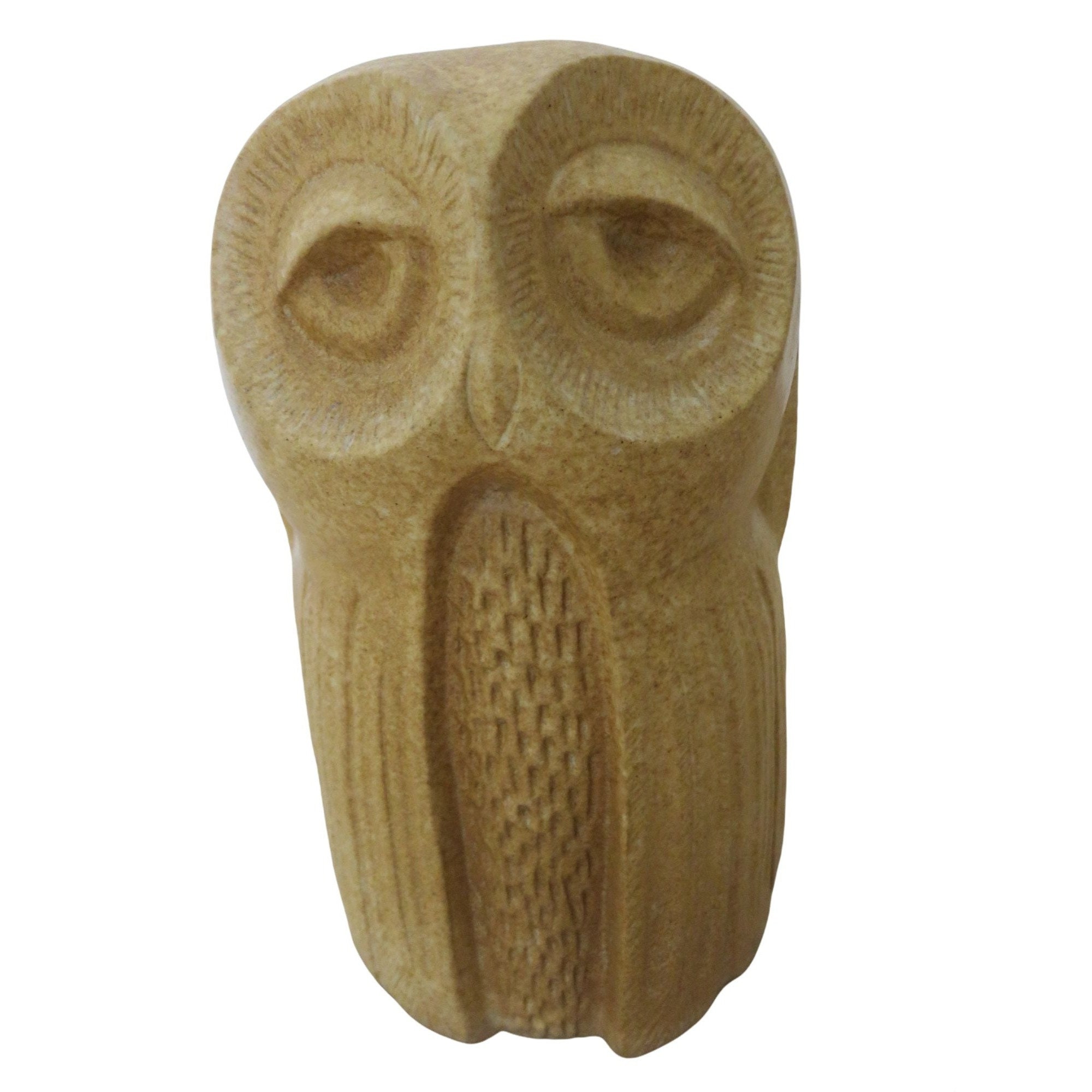 新品70年代アメリカヴィンテージ生きているように美しい瞳のフクロウ陶器希少縁起物 ヴィンテージ70年代セラミック製フクロウの置物：サイン入りアート陶器