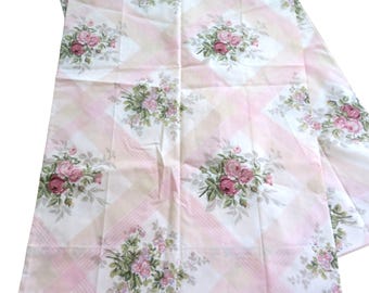 Fundas de almohada vintage Martex con estampado floral: percal sin planchar, tamaño estándar (par)