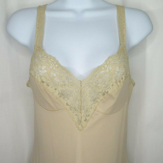 Vintage Vassarette Full Dress Slip XS Beige Lace … - image 2