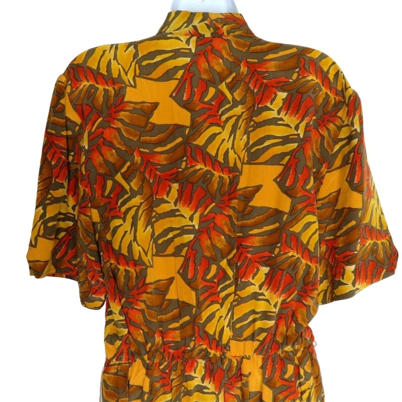 Vintage Silk Shirt Dress M Orange Brown Abstract Secretary Chic Academia image 9