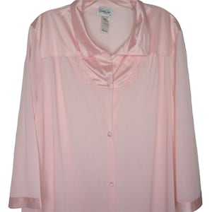 Vintage Vanity Fair Pink Knee Length Housedress Robe XL Button Up Nylon