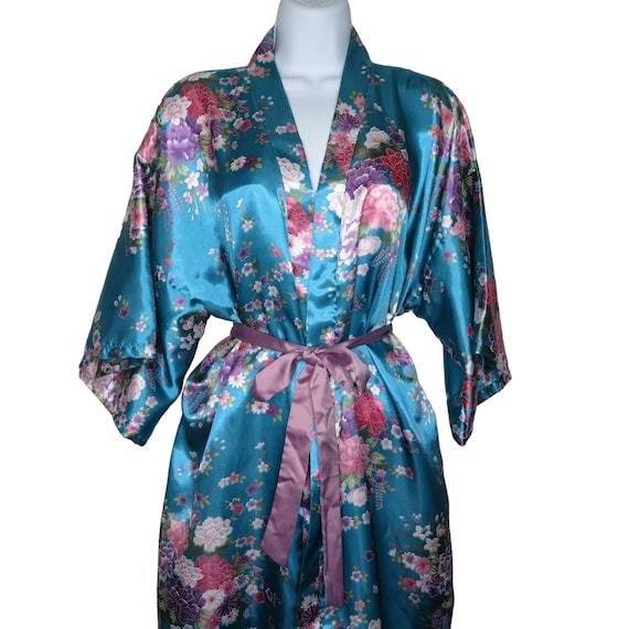 Vintage Knee Length Kimono Robe Womens OS Multico… - image 2