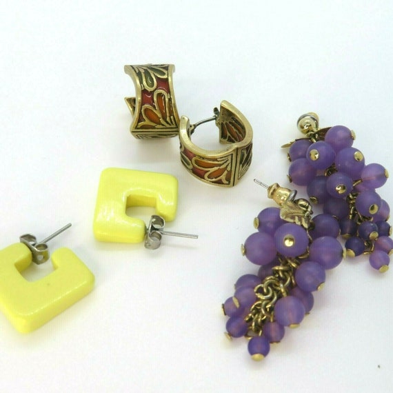Lot of 3 Pairs Vintage Pierced Earrings Wire Post… - image 2