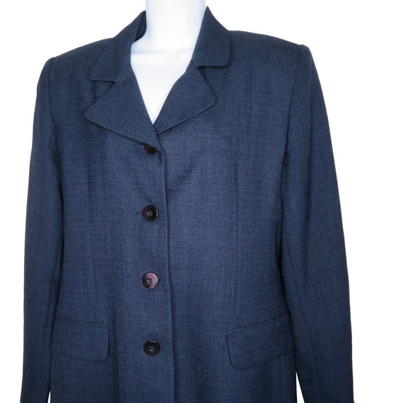 Vintage 90s Navy Blue Overcoat Trench Coat 10 Mid… - image 4