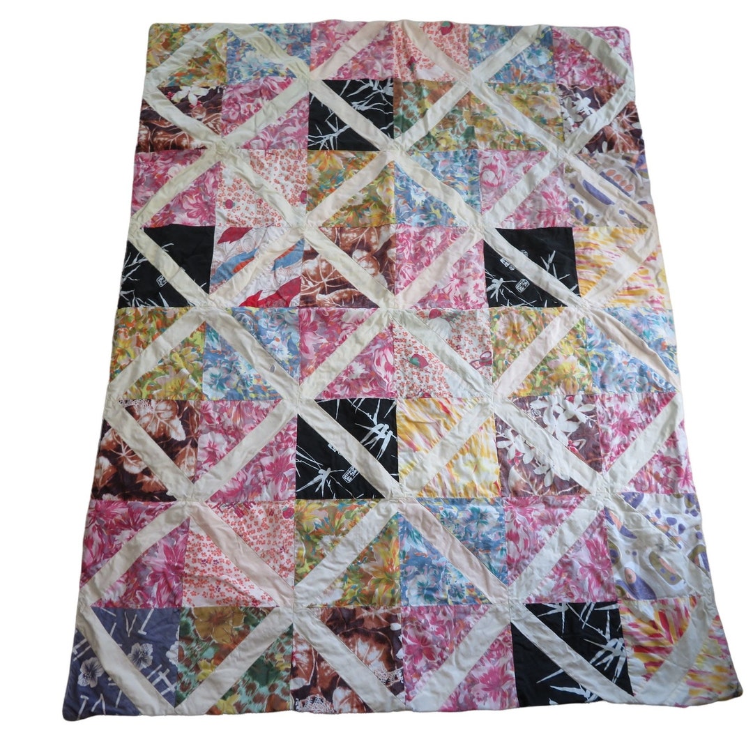 Vintage Handmade Patchwork Crib Quilt Throw Blanket 43” X 28” Baby ...