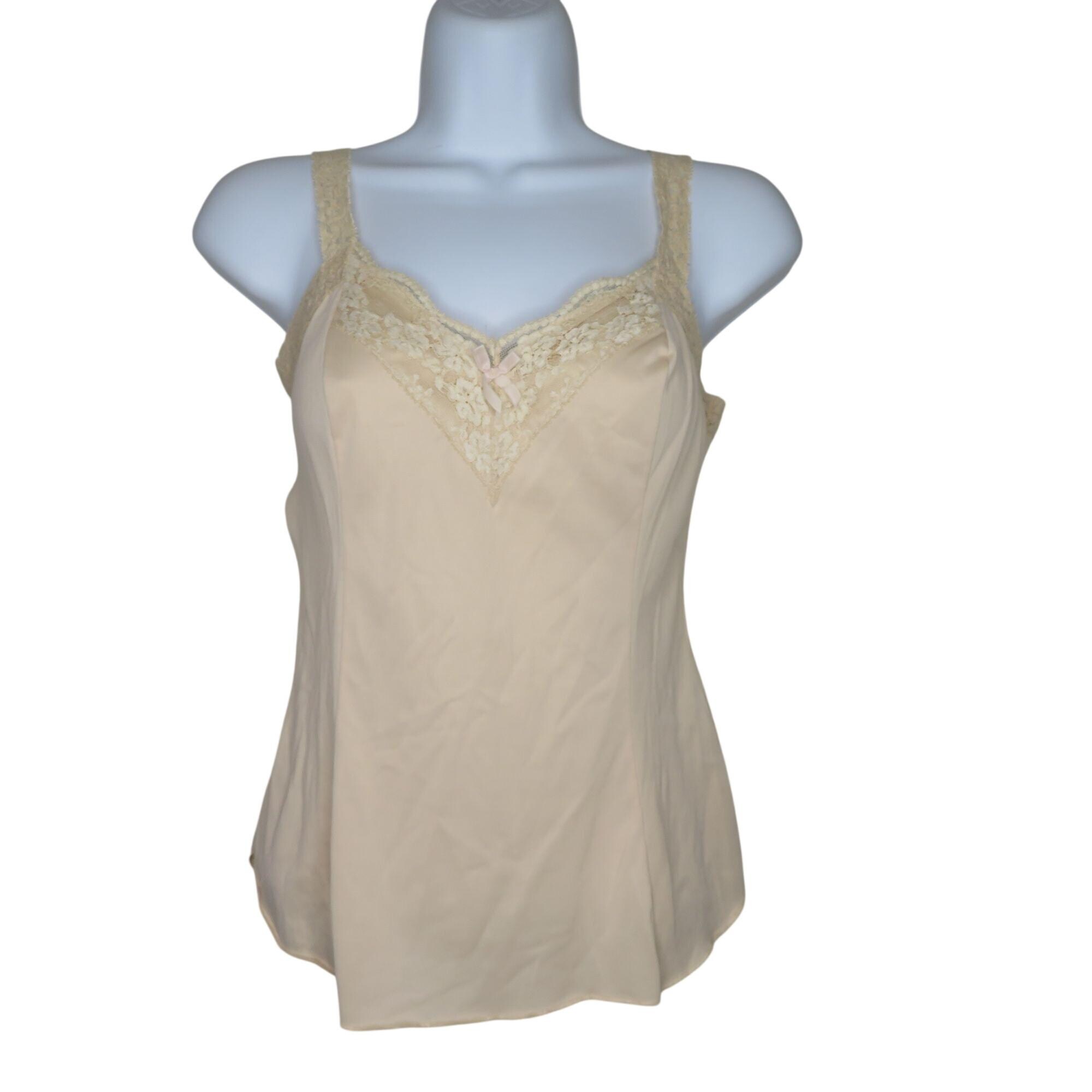 Vintage Olga Lace-trim Camisole Tank Top Style 925 Intricate Lace 