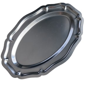 Vintage Stainless Steel Tray Vanity Serving Trinket Cosmetic Dresser Table
