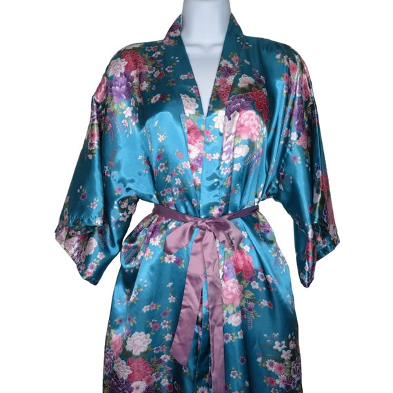 Vintage Knee Length Kimono Robe Womens OS Multico… - image 6