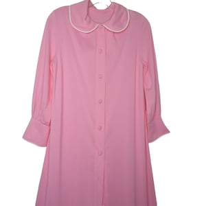 Vintage 70s Vassarette Hollywood Long Pink Robe S Pink Nylon Sleepwear New Old Stock