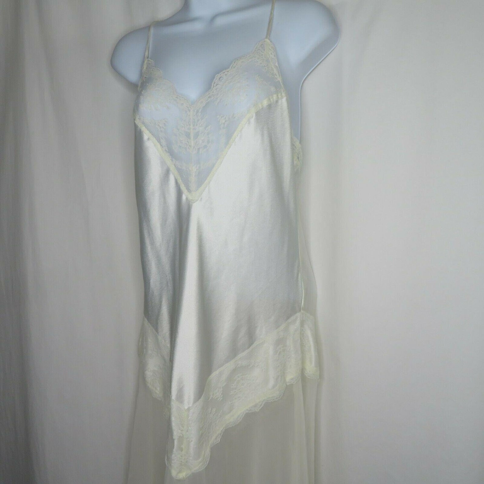 Vintage White Slip Nightgown S Sheer Lace Chiffon Satin | Etsy