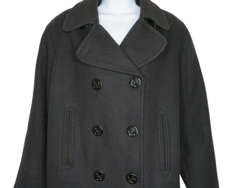 Manteau Pea Coat En Laine MARIO DE PINTO - Taille M, Noir, Occasion Très Bon état