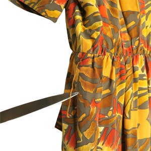 Vintage Silk Shirt Dress M Orange Brown Abstract Secretary Chic Academia image 10